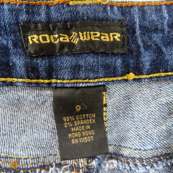2000s Y2k Rocawear Low Rise Dark Wash Flared Jeans Waist 30" - Picture 6 of 9